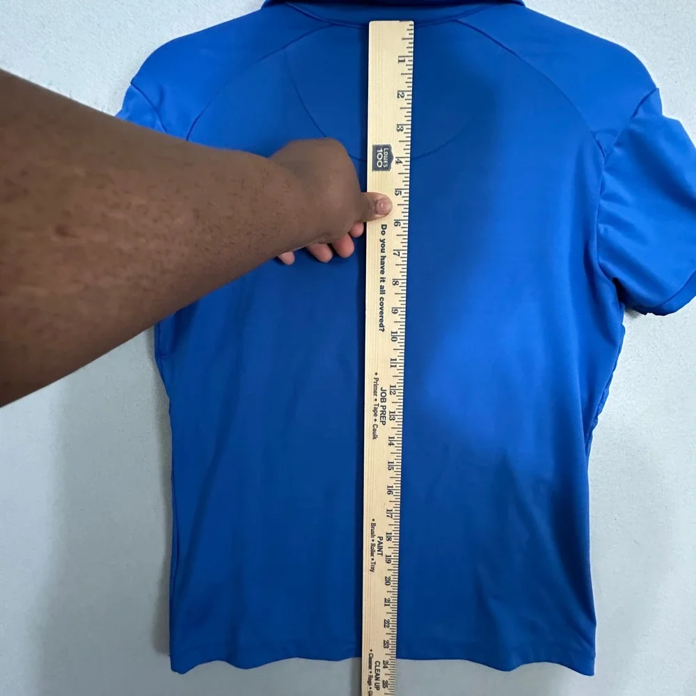 Nike Golf Dri-FIT Women Blue Short Sleeve V-Neck Polo Shirt Size M